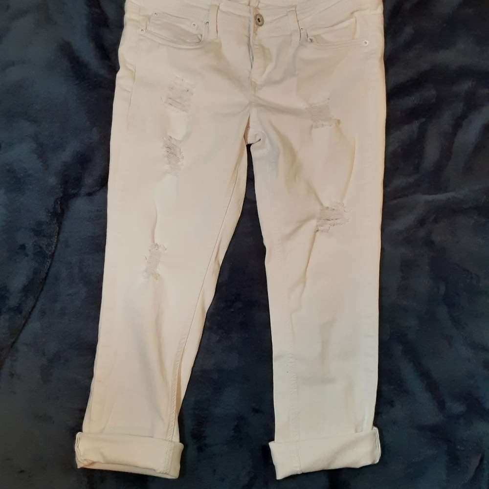 Dollhouse White Roll Up Skinny Capri Jeans
